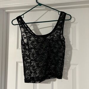 Black Lace Tank Top - Women's Sleeveless Lace Shell